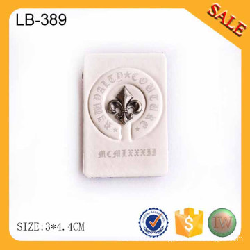 LB389 2016 genuine custom embossed design leather labels for jeans